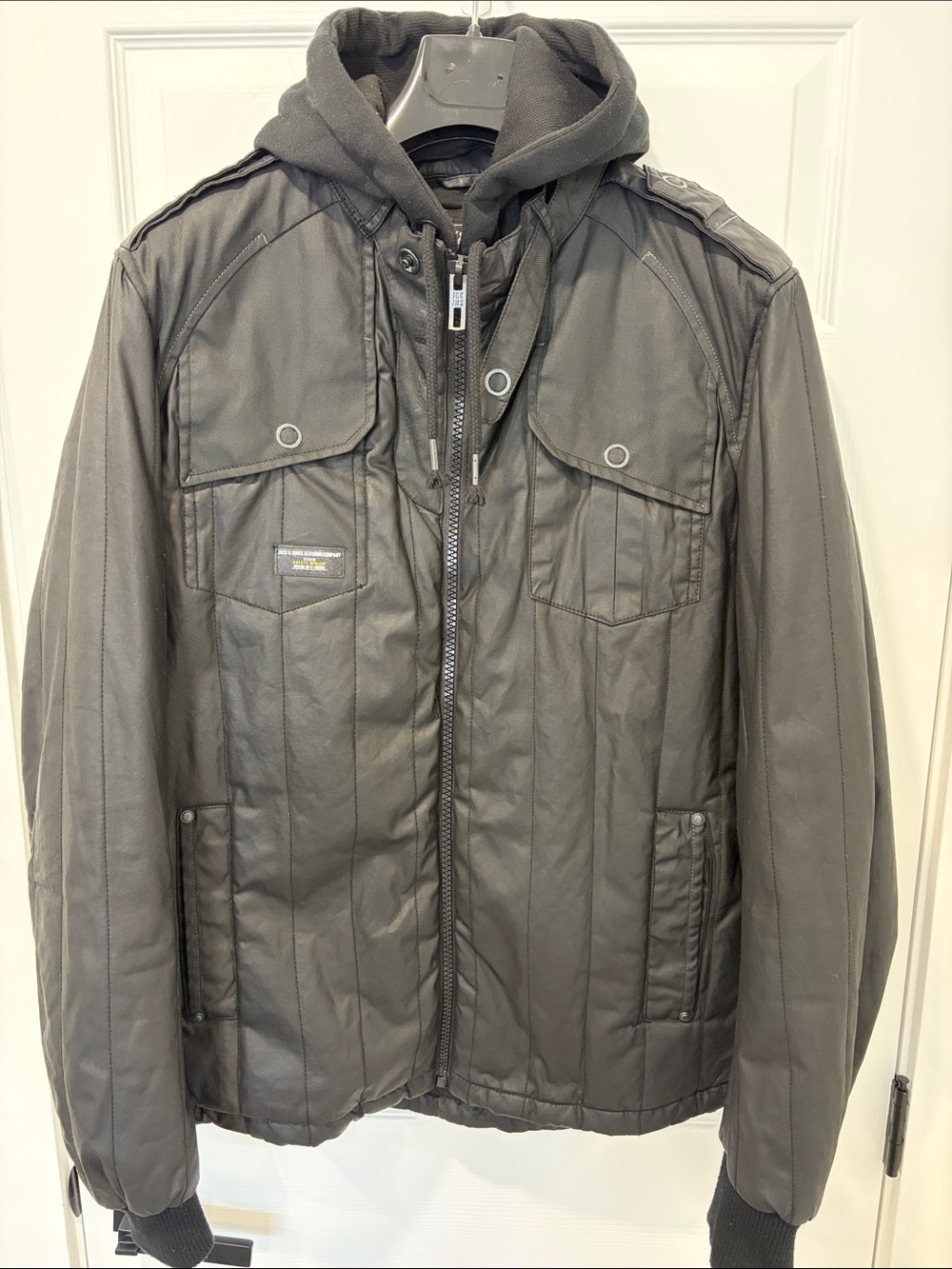 Jack & Jones Black Quilted Puffer Jacket with Hood